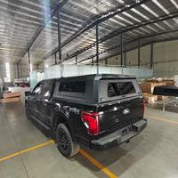 Couverture de benne rigide en aluminium noir mat pour pick-up, avec fenêtre latérale double relevable, verrouillable, éclairage de toit LED et panneau MOLLE