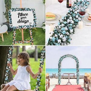 <b>Artificial</b> <b>Rose</b> Vines 200cm <b>White</b> And Light Blue Silk Flowers For Wedding Home Decoration - Product Image 4