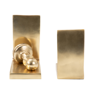 Fermalibri Decorativi a Forma di Pedone degli Scacchi, Finitura Dorata, Arredo Contemporaneo per Libreria, Accessorio Artistico per Ufficio - Product Image 3