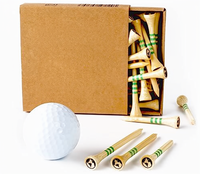 Tees de golf en bois naturel imprimés avec logo anneau vert, tees de golf en bois stables, tees de golf réutilisables pour l'entraînement, vente en gros en vrac