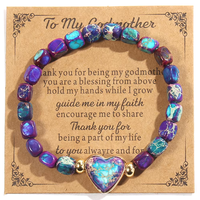 Valentijnsdag Moederdag Liefdesgeschenk Elastische Multicolor Vierkante Imperial Stone Elastische Hart Charm Armband Sieraden Fabriek