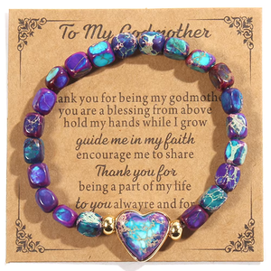 A mi madrina mujeres dos colores amor elástico multicolor cuadrado emperador piedra elástico corazón colgante pulsera joyería fabricante - Product Image 6