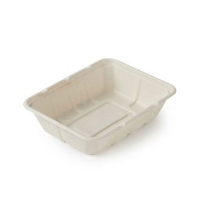 Boîte alimentaire jetable biodégradable en pulpe de bagasse de canne à sucre recyclée avec couvercle blanc, tailles 9''/10''/12'' - Product Image 2