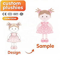 Poupée en peluche personnalisée pour fille, douce, avec différentes textures de peau, poupée en tissu rembourrée avec robe, vente en gros, OEM, ODM, fabricant sur mesure, cadeaux d'anniversaire pour enfants