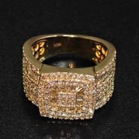 Bague pour homme en or 10K avec diamant de laboratoire 3,25 carats, sertie de pierres carrées, trapézoïdales et baguette, style Iced Out, large bande, bijoux fins Hip Hop pour homme