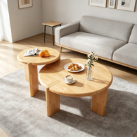 Table basse ronde en bois massif, directement de l'usine : durable, minimaliste et moderne, idéale pour les petits espaces, les chambres et les hôtels