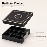 Boîte cadeau en chocolat rigide carrée de luxe avec logo personnalisé et séparateurs pour truffes, bonbons, Nama, fabricant en gros