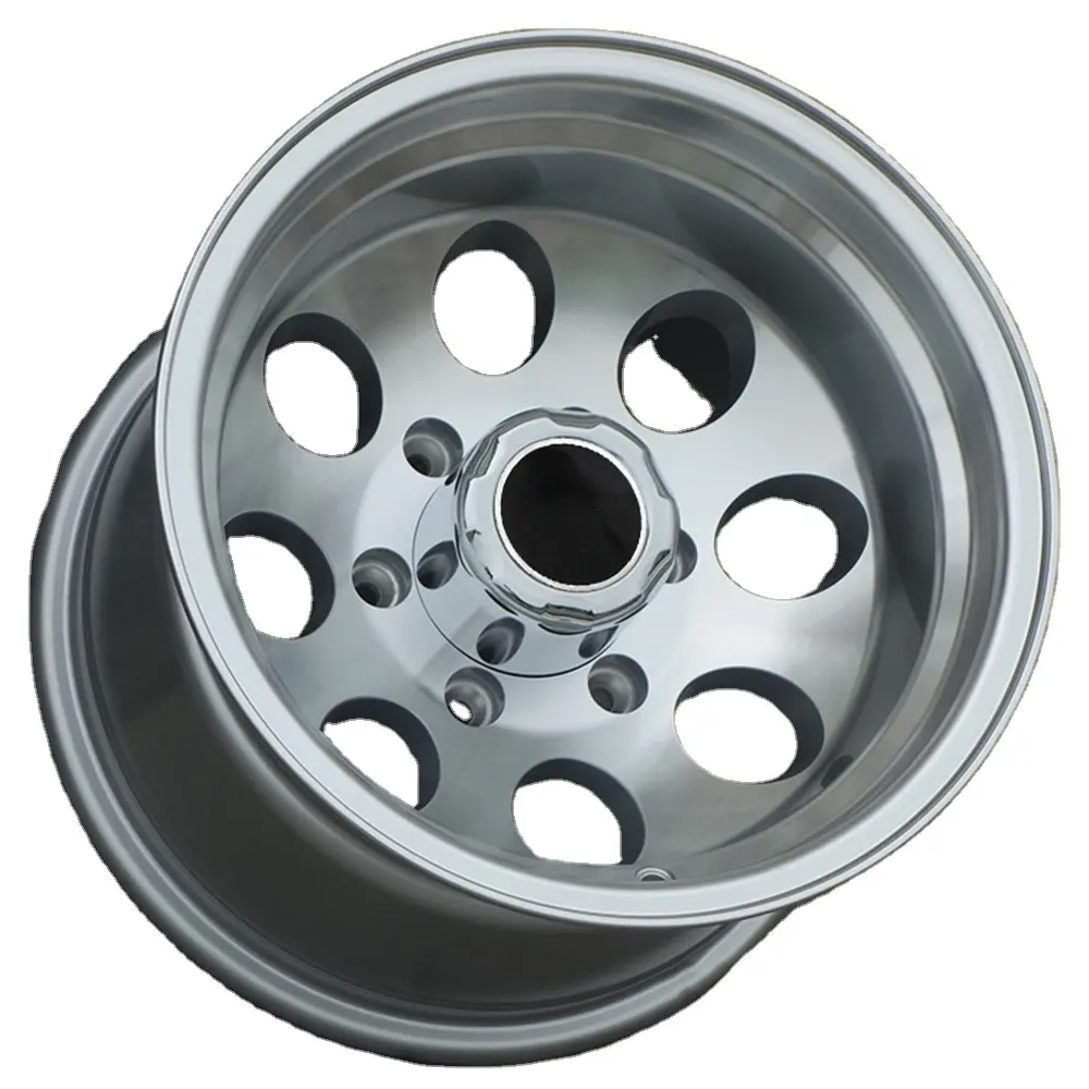 Higher quality Factory 15 16 18 inch 0 -10 -20 -38ET Off-Road Wheels 5/6x139.7 Silver Polished Wheels 8/9/10J
