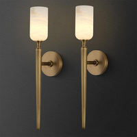 Lampe murale minimaliste de luxe en laiton et marbre blanc, avec télécommande LED, intensité réglable, pour chambre à coucher et salon