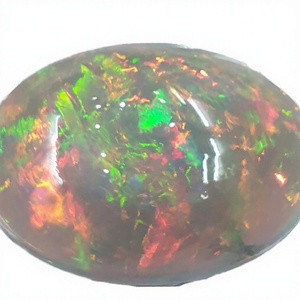 Opale naturelle éthiopienne noire, cabochon ovale, pierre précieuse multicolore, 3,25 carats, qualité AA, troisième qualité - Product Image 3
