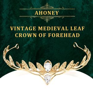 AHONEY Couronne dorée médiévale, style fée elfe, avec feuilles, pour femmes et hommes, serre-tête gothique, accessoires Renaissance pour cérémonies - Product Image 3