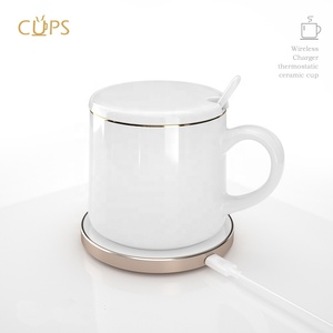 Zeamor Biểu Tượng Tùy Chỉnh Thông Minh 2 Trong 1 Điện Thoại Di Động Không Dây Sạc Ấm Hơn 55 Độ Tách Trà Cà Phê Cốc Quà Tặng Thiết Lập Cho Nhà Văn Phòng - Product Image 2