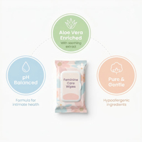 Lingettes nettoyantes intimes féminines, pH équilibré, sans alcool, hypoallergéniques, jetables, pour peaux sensibles, usage quotidien