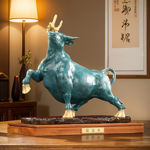 Adorno de Buey Auspicioso, Cobre Azul Antiguo, Arte Feng Shui, Decoración para el Hogar y la Oficina, Regalo de Año Nuevo Chino - Product Image 3