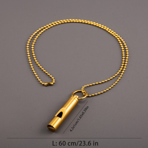 Collier pendentif sifflet plaqué or 60 cm en acier inoxydable, chaîne de mode créative pour homme, bijou de pull - Product Image 4
