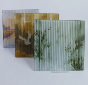 Panneau de verre artistique texturé à cannelures imprimé d'un paysage chinois pour la décoration intérieure, les cloisons, les meubles et les portes - Product Image 3