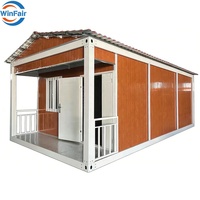 WinFair Chili Conteneur de bureau préfabriqué mobile et portable à toit triangulaire, maison conteneur de 20 pieds avec véranda, à vendre