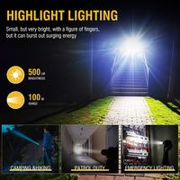 Lampe torche LED Boruit 500 lumens, étanche IPX5, UV, portable, rechargeable, avec lumière de travail à 90 degrés et aimant