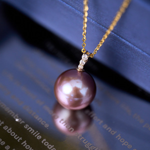 จี้ไข่มุกไดอาน่าทอง 18K สร้อยคอ Edison พร้อมไข่มุกสีขาวออสเตรเลียขนาด 11-12 มม. ประเภทสินค้า DIY - Product Image 3