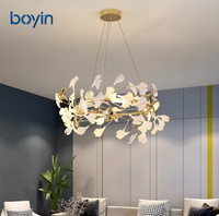 Lustre de luxe en forme de feuille de Ginkgo, grand luminaire suspendu artistique créatif pour villa duplex, salon, hall d'hôtel, éclairage principal haut de gamme
