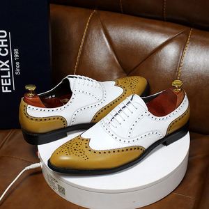 รองเท้าอ็อกซ์ฟอร์ดแบบใหม่ รุ่น Brogue แต่งลายปะติดปะต่อ  แบบผูกเชือก  สำหรับผู้ชาย - Product Image 6