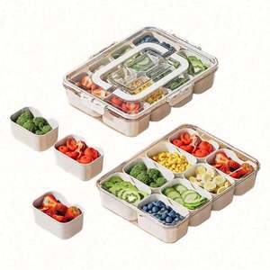 Boîte à collation portable en plastique transparent à 8 compartiments, empilable et réutilisable, avec séparateurs pour la cuisine - Product Image 6