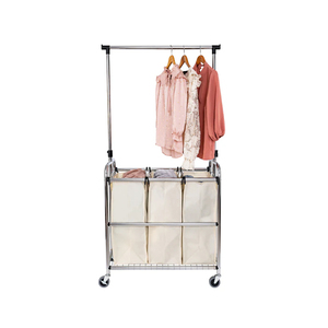 Factory Custom Hot Selling 3-<b>Bag</b> Steel <b>Laundry</b> Sorter Factory Custom Foldable Metal Bathroom Cabinets for Kitchen Use - Product Image 2