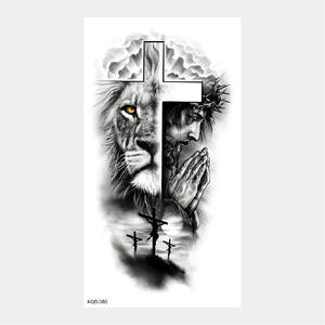 Adesivi per tatuaggi animali, tigre, leone, testa <span class=keywords><strong>di</strong></span> lupo e potenti adesivi per trasferimento d'acqua a metà braccio grandi - Product Image 5