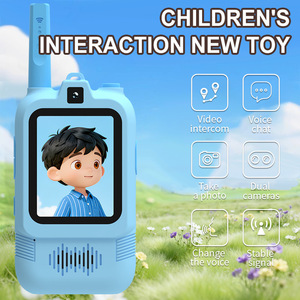 Children Video Walkie Talkie HK200 Dual <b>Camera</b> Mini <b>Wireless</b> Parent Child Toy Cartoon Interactive Radio Network Plastic Blue - Product Image 4