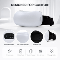 Masseur oculaire chauffant portable avec compression d'air, compresse chaude, vibration et musique sans fil, blanc, pour les yeux fatigués à la maison