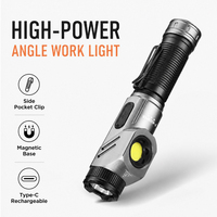 Linterna de Alta Potencia 30W Ultrabrillante de Aleación de Aluminio Multifunción con Succión Magnética, Luz Estroboscópica, Enfoque Fijo, Recargable de Larga Duración