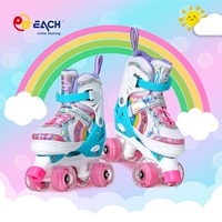 Patins à roulettes ajustables EACH avec lumières, chaussures de roller à 4 roues pour enfants et filles