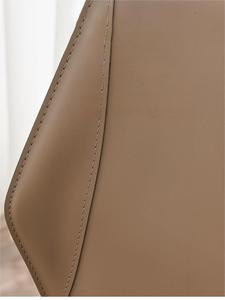 Chaise de salle à manger contemporaine en cuir avec dossier et pieds en métal, design ergonomique, écologique, pour mobilier de salle à manger de villa - Product Image 6