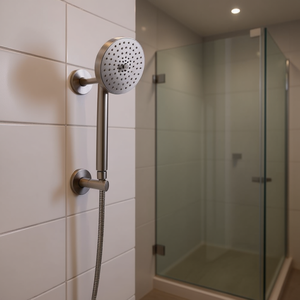 Brazo de Ducha de 20 Pulgadas, Montado en la Pared, Acero Inoxidable, Níquel Cepillado, con Brida, Diseño Minimalista en Forma de L - Product Image 2