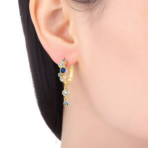 Pendientes/argollas de cobre blanco con degradado azul burbuja al por mayor, un regalo versátil de verano para niñas. - Product Image 5