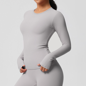 Großhandel Damen Individuelles Atmungsaktives Shirt mit Nude-Feeling und Private Label für Yoga, Fitness, Outdoor, Langarm, Sport und Fitnessstudio - Product Image 3