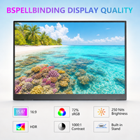 AHXJKA Monitor Portabel Layar Ganda 15,6 Inci 1920x1080 FHD 60Hz dengan Dudukan Terintegrasi Kabel USB-C Tunggal untuk Win dan Mac