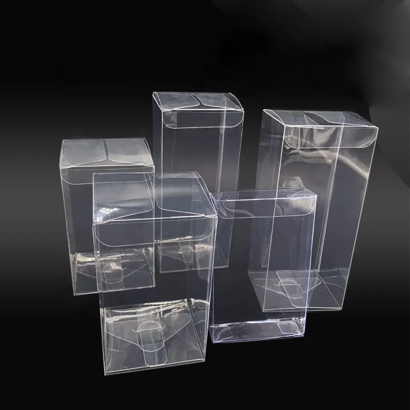 Custom Logo Rechthoek Opvouwbare Kleine Verpakking Clear Pvc Box Transparant Pp Pet Clear Square Pvc Plastic Dozen