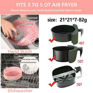 Panier de friteuse à air réutilisable de qualité alimentaire, compatible lave-vaisselle, moule pour four, accessoires pour micro-ondes, inserts ronds en silicone pour friteuse à air - Product Image 3
