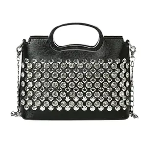 New 2024 Crossbody Shoulder Bag PU Fashion Tassel Chain Bag Diamond studded handbag for women