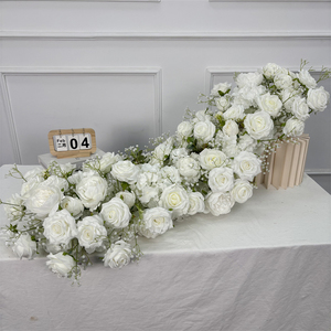 Arrangements floraux pour mariage, centres de table, prix avantageux, centres de table de mariage, chemin de table en fleurs de soie rose - Product Image 2