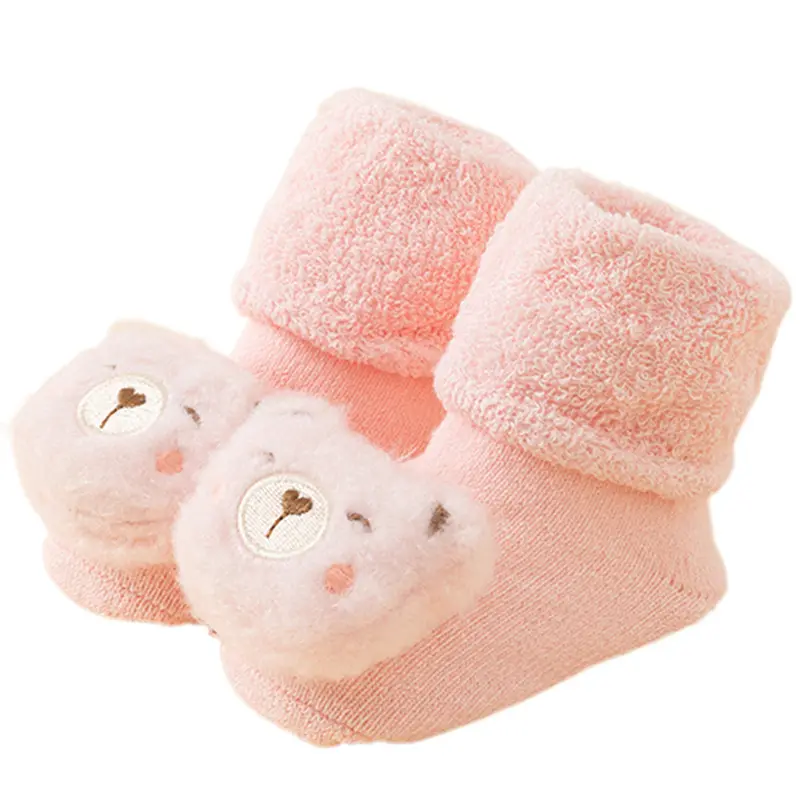 ถุงเท้าผ้าฝ้าย3D เทอร์รี่หนาอบอุ่นสำหรับเด็กผู้ชายเด็กผู้หญิงถุงเท้าเด็กทารกแรกเกิดในร่มนุ่มกันลื่นในฤดูหนาว