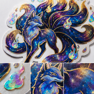 Pegatinas de Vinilo Holográficas Personalizadas, Calcomanías de Zorro Holográficas Impermeables para Decoración de Botellas de Agua, Pegatina de Vinilo Troquelada - Product Image 4
