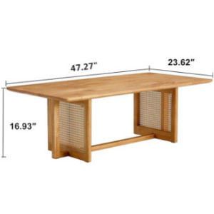 This cross-border best-selling rattan and wood <b>coffee</b> <b>table</b> is rectangular with cross-shaped <b>legs</b> and is suitable <b>for</b> living - Product Image 4