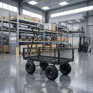 Four Wheel Steel Mesh Utility Cart Black Durable Powder Coated Handle for Outdoor Use - Product Image 6