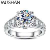 Bague en argent sterling 925 de la marque MuShan, bague en moissanite, bague artisanale pour amoureux, plaquée or véritable 18 carats, bagues fines brevetées MST
