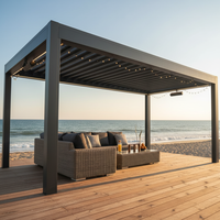 Sweet Home Kommerzielle Aluminium-Pergola Gartenlaube Outdoor Motorisiertes Lamellendach Einziehbares Dach mit Windsensor Wasserdicht UV-Schutz