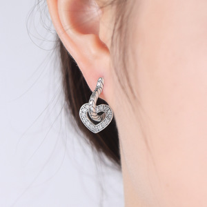 Nuevos pendientes/argollas de serpiente en forma de corazón de latón blanco con circonitas, con temática animal – un regalo perfecto para ella - Product Image 4