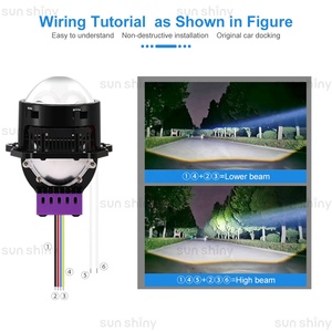 Hot Bán Sunshiny 3.0 Inch 26000lm Ánh Sáng Duy Nhất Cup Và Ba Ánh Sáng Ống Kính Lớn Đèn Pha Nguồn Bi-LED Chiếu Bóng Đèn Cho Xe - Product Image 3