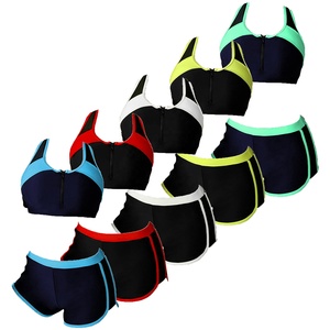 Ensemble de sport 2 pièces pour femme : maillot de bain, soutien-gorge court, débardeur et short – Idéal pour la natation, le surf, l'entraînement, le yoga - Product Image 1
